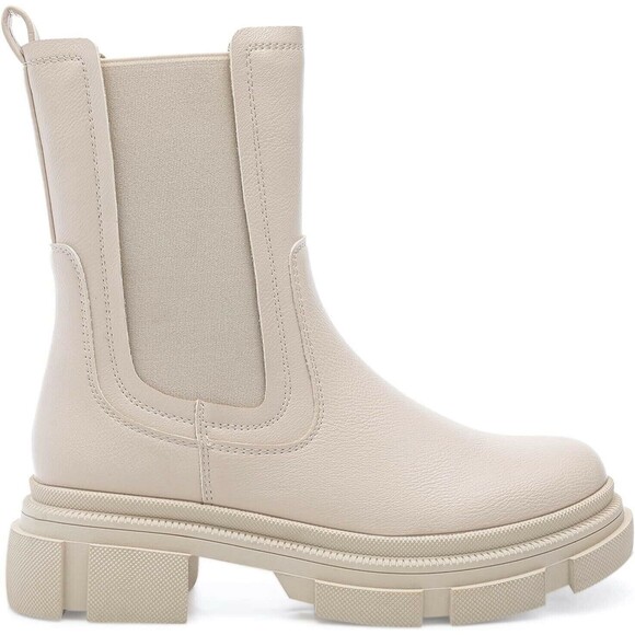 Women Chelsea Booties Chunky Heel Platform Round Toe Elastic Gore Mid Calf Sz 11 - Picture 3 of 4